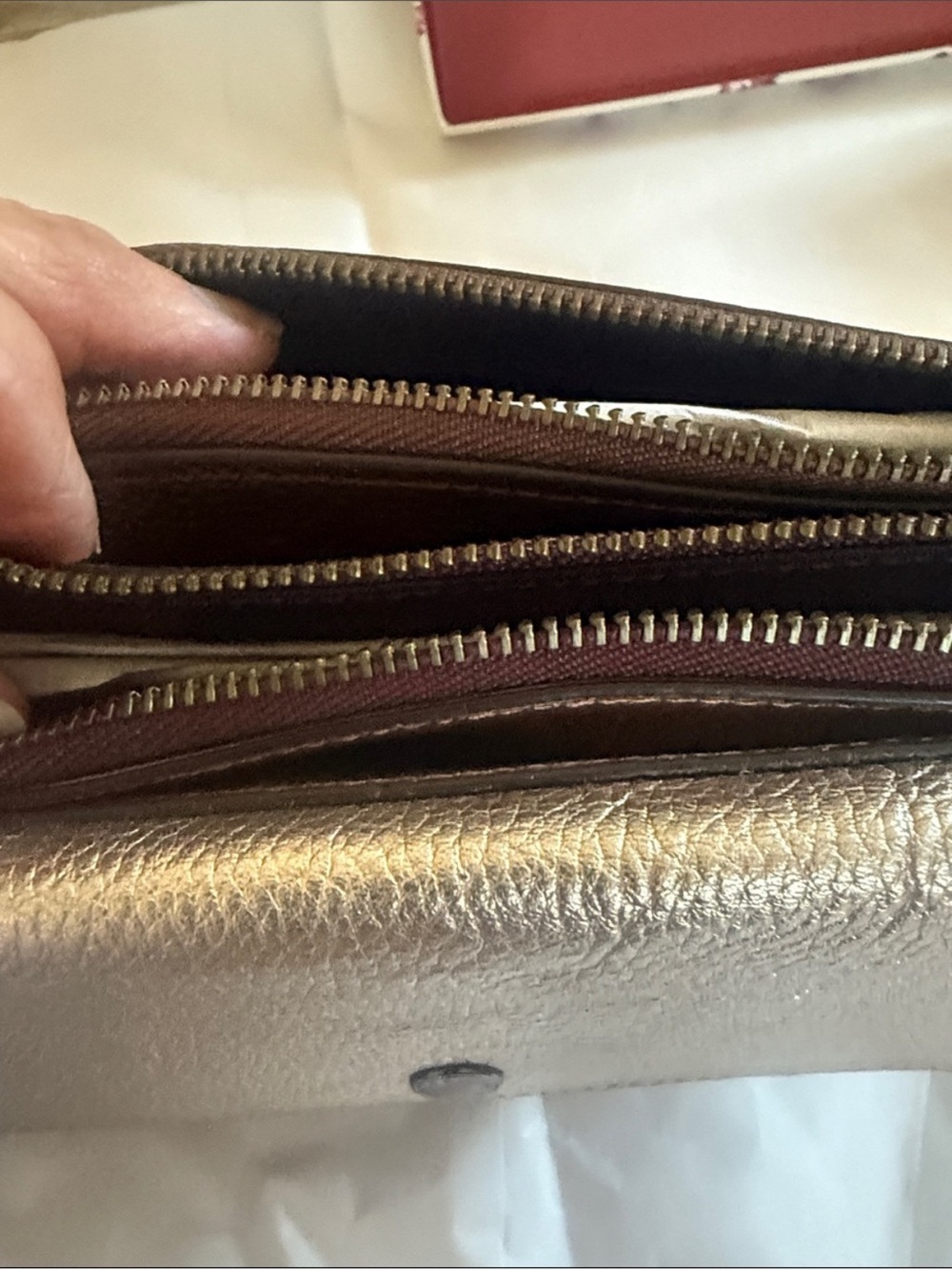 Coach Metallic Leather Triple Small Wristlet - Picture 8 of 12